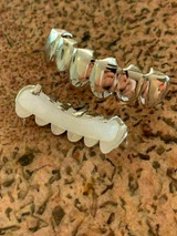 HarlemBling Real SOLID 925 Sterling Silver Custom GRILLZ Teeth Top Bottom Hip Hop Mouth