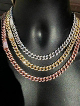 HarlemBling Miami Cuban Link Chain Solid 925 Silver W Rose Yellow Gold Plating 10mm HEAVY