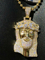 HarlemBling Solid 925 Silver Jesus Pendant ICY 2ct Diamond Baguette SUPER ICED Bust Down