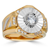 Rays Of Ice - Soliatire Ring -  14k Gold Vermeil 925 Silver Two Tone - CZ Stones