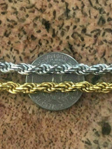 HarlemBling Solid 925 Sterling Silver Mens Rope Chain Heavy 5mm Gold Or Rhodium Finish ITALY