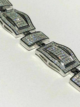 HarlemBling Mens Custom Bracelet Solid 925 Silver 12ct Diamonds 14mm Thick UNIQUE Piece