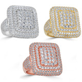 Italian Mafia Iced Out Ring - 14k Yellow/Rose/White Gold Vermeil 925 Silver - CZ Stones