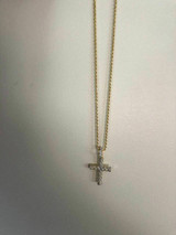 HarlemBling Mens Braided Rope Cross 1ct CZ W Chain 1x2 Pendant 14k Gold Solid 925 Silver