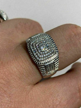 HarlemBling Mens Solid 925 Sterling Silver 2ct Lab Diamond Pinky RING ICY Bust Down Sz 7-13