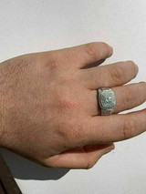 HarlemBling Mens Solid 925 Sterling Silver 2ct Lab Diamond Pinky RING ICY Bust Down Sz 7-13