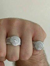 HarlemBling Mens Real Solid 925 Sterling Silver Ring Super Iced Round Cluster Hip Hop Pinky