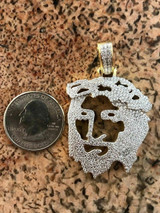 HarlemBling Mens Solid 925 Silver Ghost Cut Out JESUS Piece Diamond 2 BIG SUPER ICED Chain