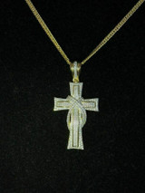 HarlemBling Mens Cross Crucifix Pendant Diamonds 14K Gold Over Real 925 Silver ICY PIECE