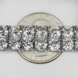 HarlemBling Mens Ladies 10mm Thick Two Row Tennis Bracelet Solid 925 Silver 6-9 5mm Diamond