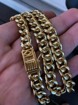 HarlemBling Miami Cuban Link Chain 14k Yellow Gold Over Solid 925 Silver Icy 10mm HEAVY ICED