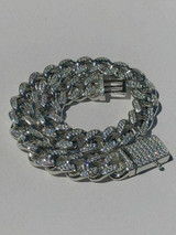 HarlemBling Mens Miami Cuban Link Bracelet Solid 925 St Sterling Silver ICY Diamonds 10mm