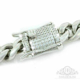 HarlemBling Miami Cuban Bracelet and Chain Set Stainless Steel 8mm Real Silver Diamond Clasp