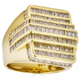 Large Baguette Modern Ring - 14k Gold Vermeil 925 Silver - CZ Stones