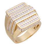 Large Baguette Modern Ring - 14k Gold Vermeil 925 Silver - CZ Stones