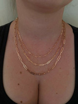 HarlemBling 14k Rose Gold Over Solid 925 Silver Paperclip Rolo Chain 2.5mm- 4mm Necklace