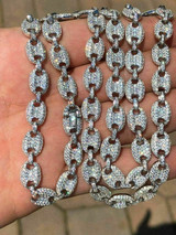 HarlemBling Mens Mariner Gucci Link Chain ICY Man Made Diamonds Solid 925 Silver 8mm Thick