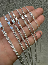 Rope Chain Necklace - 925 Sterling Silver - 16"-30" - 1.5mm-5mm