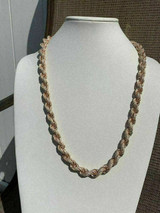 HarlemBling Rose Gold Over Real Solid 925 Silver Men Thick 12mm Rope Chain Diamond Bust Down