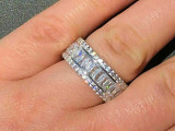 HarlemBling Solid 925 Silver Baguette Diamond Tennis Wedding Band Ring His Hers Gold ICY