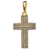 Sterling Silver 925 *14k Gold Plated* Men's Small Cross Pendant Man Diamonds