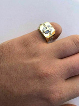 HarlemBling Mens 14k Gold Over Real Solid 925 Silver Cross Ring Size Pinky 7 8 9 10 11 12 13