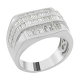 HarlemBling Mens REAL Solid 925 Sterling Silver Iced Baguette CZ Square Ring Pinky Or Signet