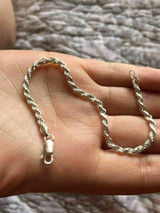 HarlemBling Womens Solid 925 Sterling Silver Thin Rope Bracelet 7.5 Made In Italy