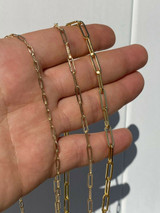 HarlemBling 14k Gold Over Solid 925 Sterling Silver Paperclip Rolo Chain 2.5mm- 4mm Necklace