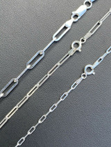 HarlemBling Solid 925 Sterling Silver Paperclip Rolo Chain 2.5mm - 4mm Cable Necklace Italy