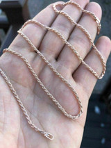 HarlemBling Rope Chain 14K Rose Gold Over Solid 925 Silver MADE IN ITALY Mens Womens 2mm