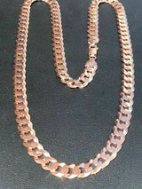 HarlemBling Mens Miami Cuban Link Chain Rose Gold Over Solid 925 Sterling Silver 8mm Italy