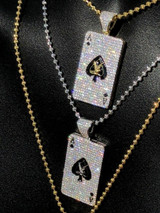 HarlemBling Solid 925 Sterling Silver 14k Gold Ace of Spades Poker HIP HOP ICY Diamond Piece