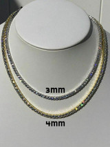 HarlemBling Ladies Tennis Chain SOLID 925 Sterling Silver Single Row ITALY Man Made Diamonds