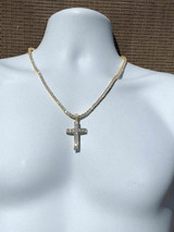 HarlemBling 14k Gold Over Real Solid 925 Silver Channel Set Cross Diamond W Chain Mens ICY
