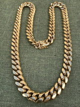 HarlemBling 14mm Men Cuban Miami Link Chain 18k Gold Plated Stainless Steel 270 Grams HEAVY