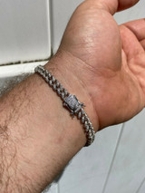 Men's Iced Miami Cuban Bracelet Solid 925 Sterling Silver CZ Micro Pave Hip  Hop 8 Inch x 6 MM 