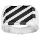 Black & White Ring - 925 Silver - Plain