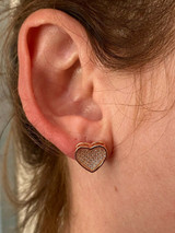 HarlemBling 14K Rose Gold Over Real 925 Silver Heart Shape Earrings Diamond Stud Iced Aretes