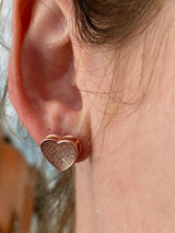 HarlemBling 14K Rose Gold Over Real 925 Silver Heart Shape Earrings Diamond Stud Iced Aretes