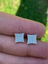 HarlemBling Real 925 Sterling Silver Iced Diamond Hip Hop Square Kite Earrings Bust Down Ice