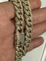 HarlemBling Mens Miami Cuban Link 12mm Chain 14k Gold and Solid 925 Silver Bust Down 18-30