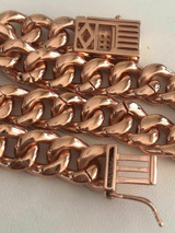 HarlemBling 14k Rose Gold Over Solid 925 Silver Mens Miami Cuban Link Chain 10mm Rapper ICY