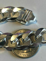 HarlemBling Mens Miami Cuban Link Bracelet Solid 925 Sterling Silver 8.5 14mm 53 Gram ITALY
