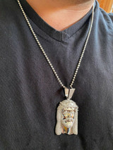 HarlemBling Real 925 Sterling Silver Icy Jesus Piece Flooded Out Pendant Iced Mens Necklace