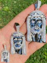 HarlemBling Real 925 Sterling Silver Icy Jesus Piece Flooded Out Pendant Iced Mens Necklace