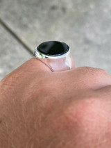 HarlemBling Mens Solid 925 Sterling Silver Real Black Onyx Signet Ring Sz 7-13 Pinky Large