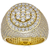 Round Cluster Iced Out Ring - 14k Gold Vermeil 925 Silver - CZ Stones