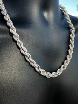 HarlemBling Mens Solid 925 Sterling Silver Mens Rope Chain Thick 9mm ICY Diamond Choker