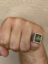 Italiano Silver, Inc Mens 14k Gold and Real Solid 925 Silver All Seeing Eye Of Providence Masonic Ring